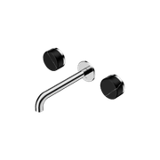 Serenity Wall Basin Set 160mm Spout With Marquina Black Handle Chrome gallery detail image