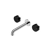 Serenity Wall Basin Set 185mm Spout With Marquina Black Handle Chrome gallery detail image
