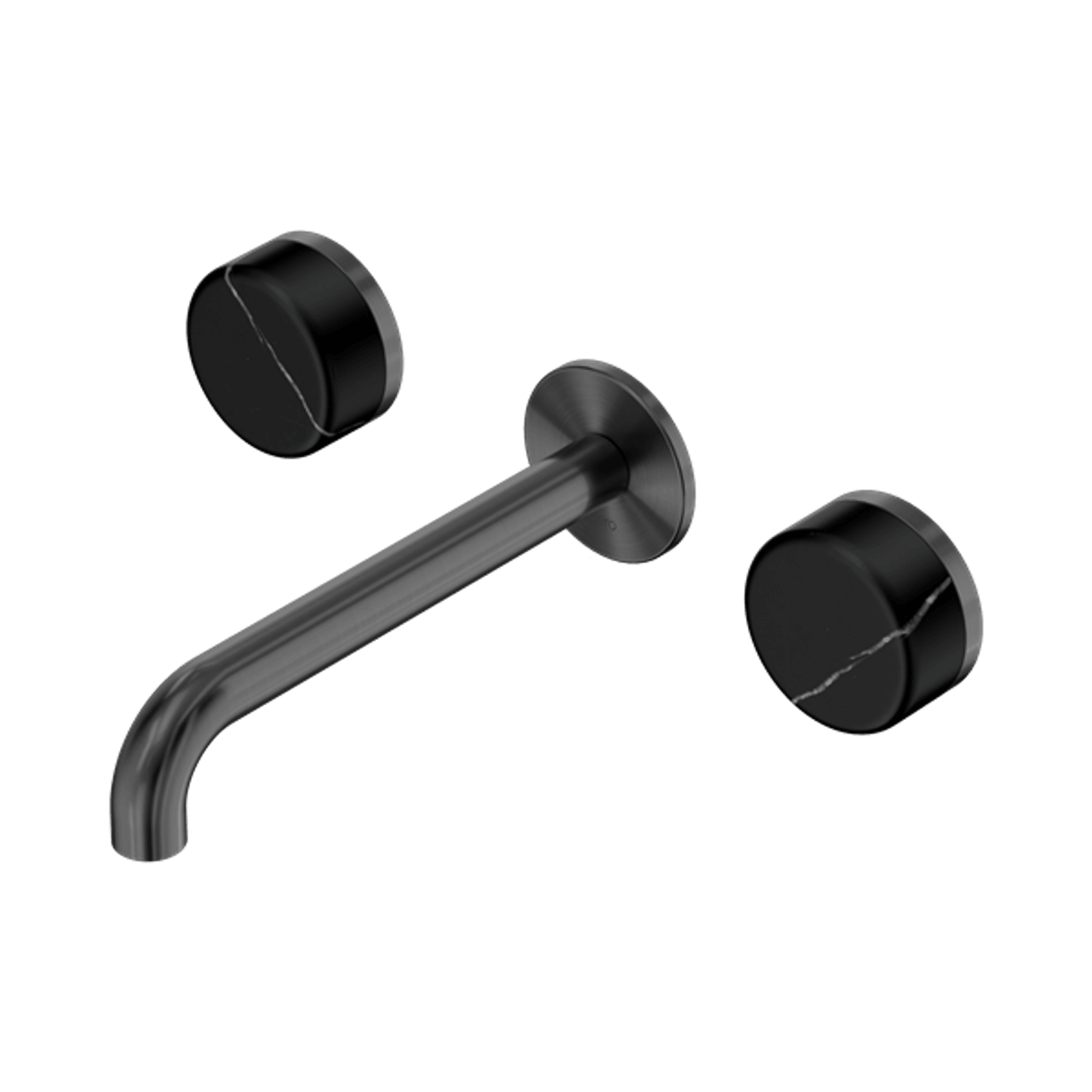 Serenity Wall Basin Set 220mm Spout With Marquina Black Handle Gun Metal gallery detail image