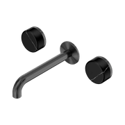 Serenity Wall Basin Set 160mm Spout With Marquina Black Handle Gun Metal gallery detail image