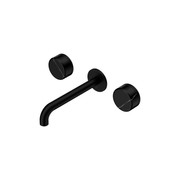 Serenity Wall Basin Set 185mm Spout With Marquina Black Handle Matte Black gallery detail image