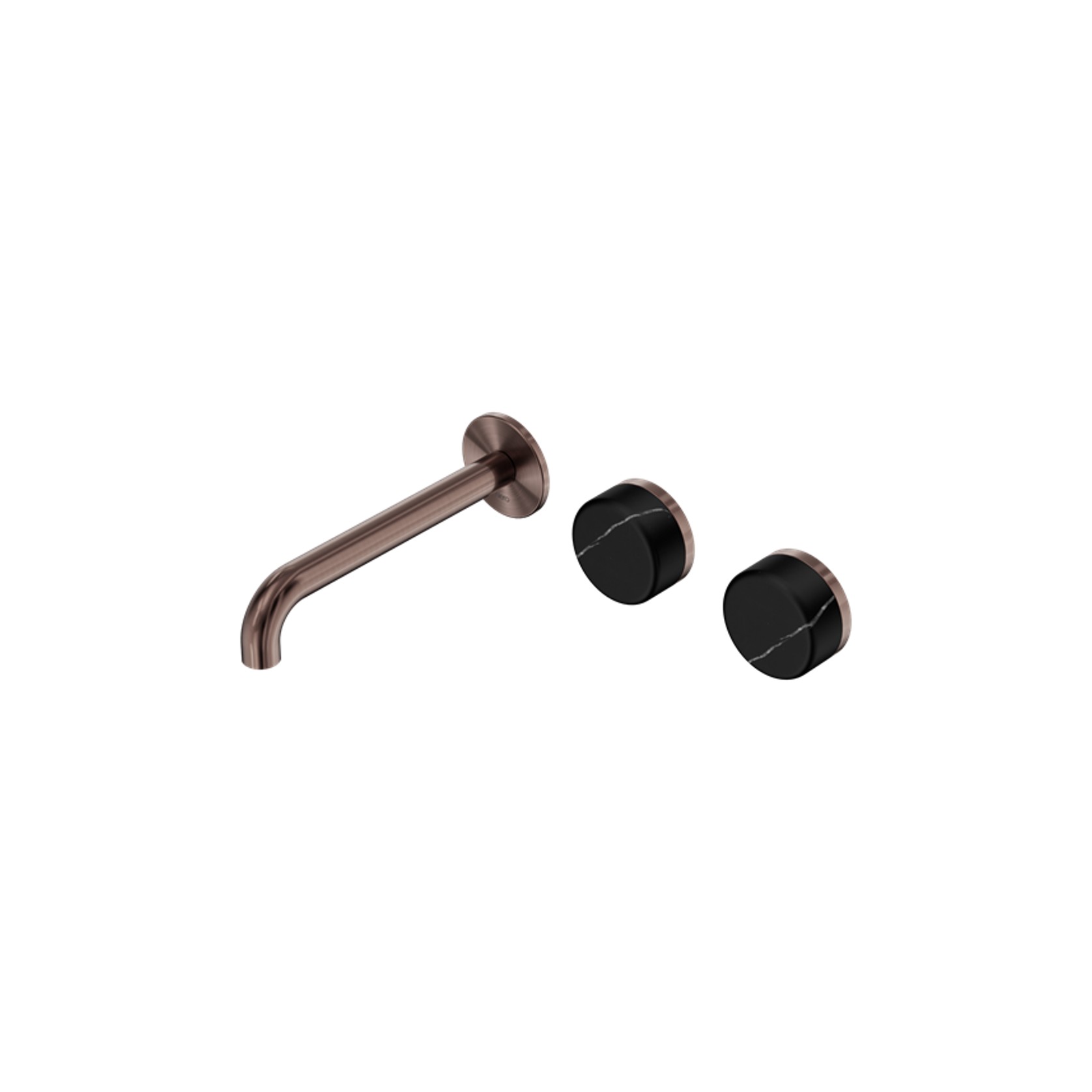 Serenity Wall Basin Set 185mm Offset Spout With Marquina Black Handle Brushed Bronze gallery detail image