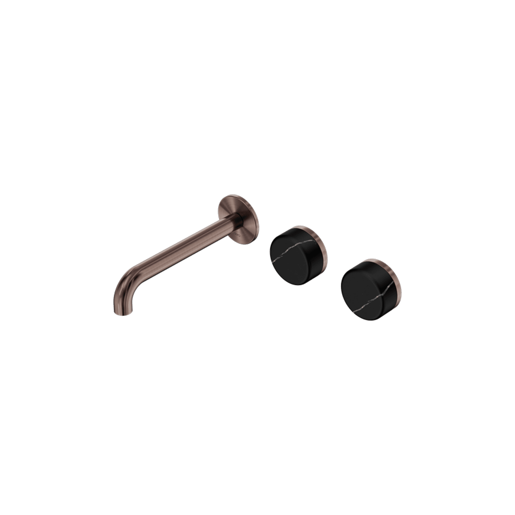 Serenity Wall Basin Set 185mm Offset Spout With Marquina Black Handle Brushed Bronze gallery detail image