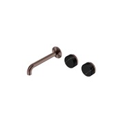 Serenity Wall Basin Set 185mm Offset Spout With Marquina Black Handle Brushed Bronze gallery detail image