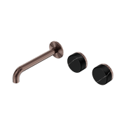Serenity Wall Basin Set 160mm Offset Spout With Marquina Black Handle Brushed Bronze gallery detail image