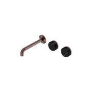 Serenity Wall Basin Set 160mm Offset Spout With Marquina Black Handle Brushed Bronze gallery detail image