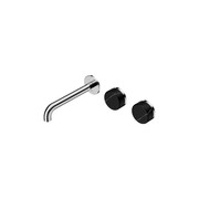Serenity Wall Basin Set 160mm Offset Spout With Marquina Black Handle Chrome gallery detail image