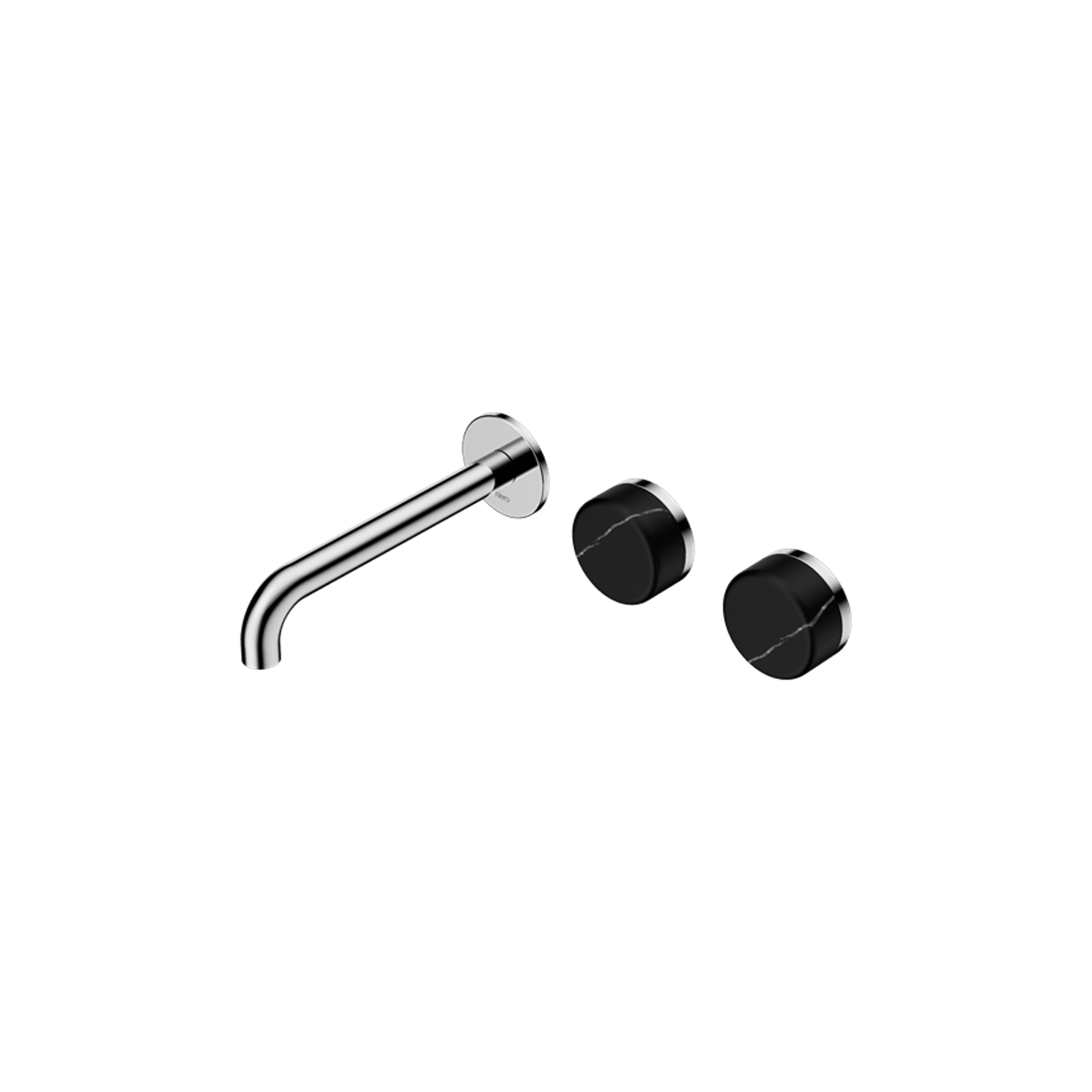 Serenity Wall Basin Set 185mm Offset Spout With Marquina Black Handle Chrome gallery detail image