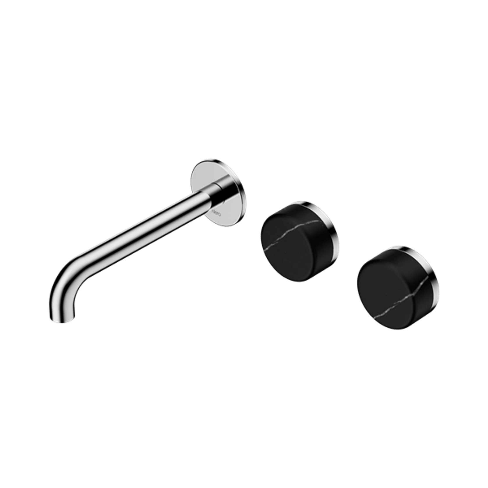 Serenity Wall Basin Set 185mm Offset Spout With Marquina Black Handle Chrome gallery detail image