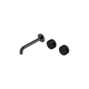 Serenity Wall Basin Set 185mm Offset Spout With Marquina Black Handle Gun Metal gallery detail image