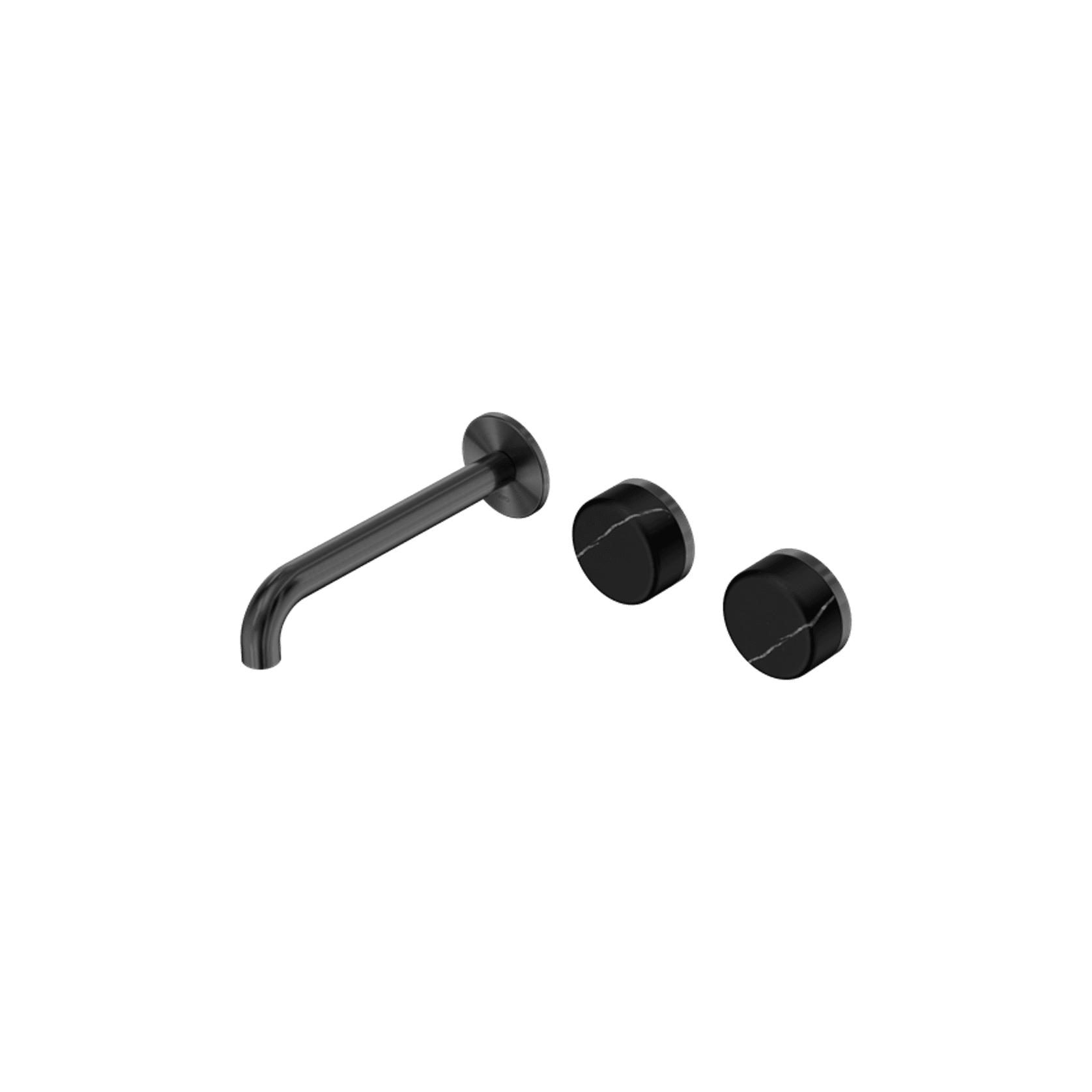 Serenity Wall Basin Set 220mm Offset Spout With Marquina Black Handle Gun Metal gallery detail image