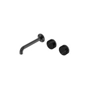 Serenity Wall Basin Set 220mm Offset Spout With Marquina Black Handle Gun Metal gallery detail image