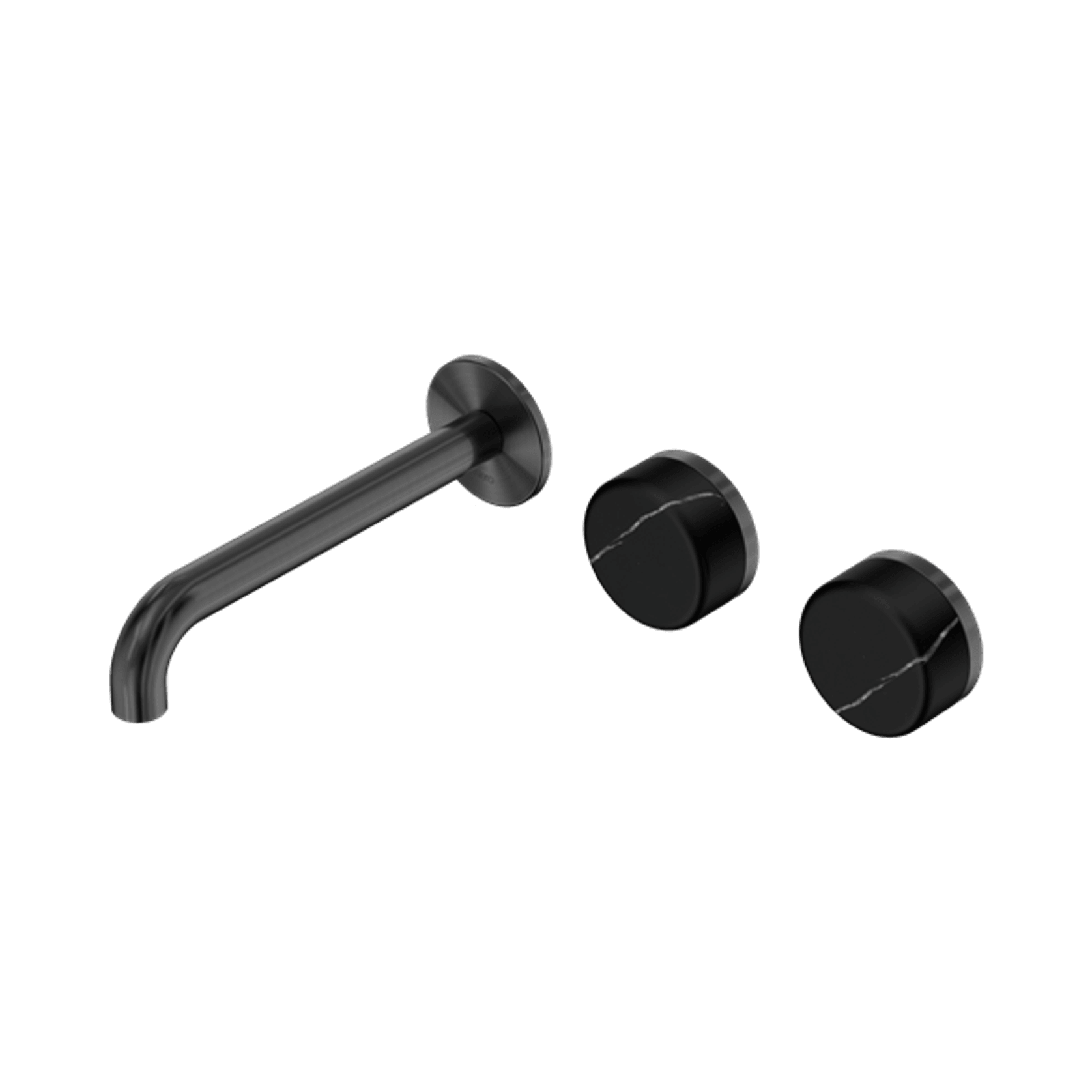 Serenity Wall Basin Set 160mm Offset Spout With Marquina Black Handle Gun Metal gallery detail image