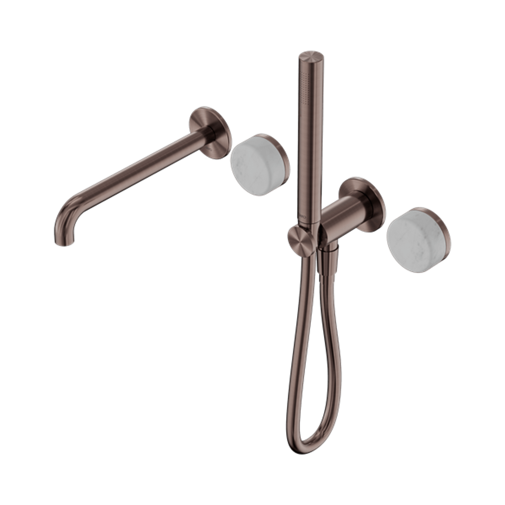 Serenity Shower System Spout Carrara Handle And Slim Shower Brushed Bronze gallery detail image
