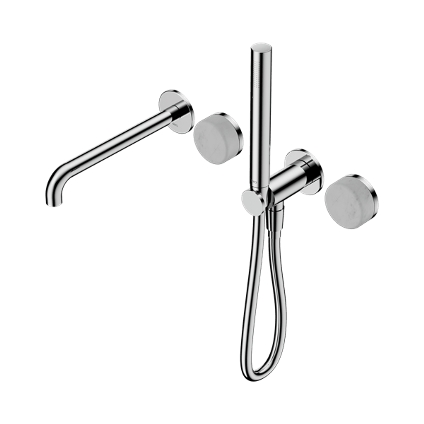 Serenity Shower System Spout Carrara Handle And Slim Shower Chrome gallery detail image