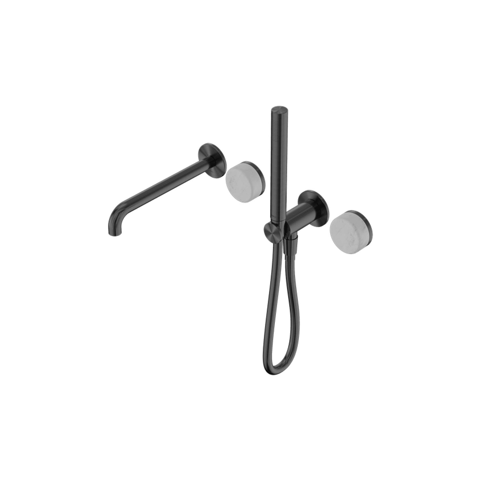 Serenity Shower System Spout Carrara Handle And Slim Shower Gun Metal gallery detail image