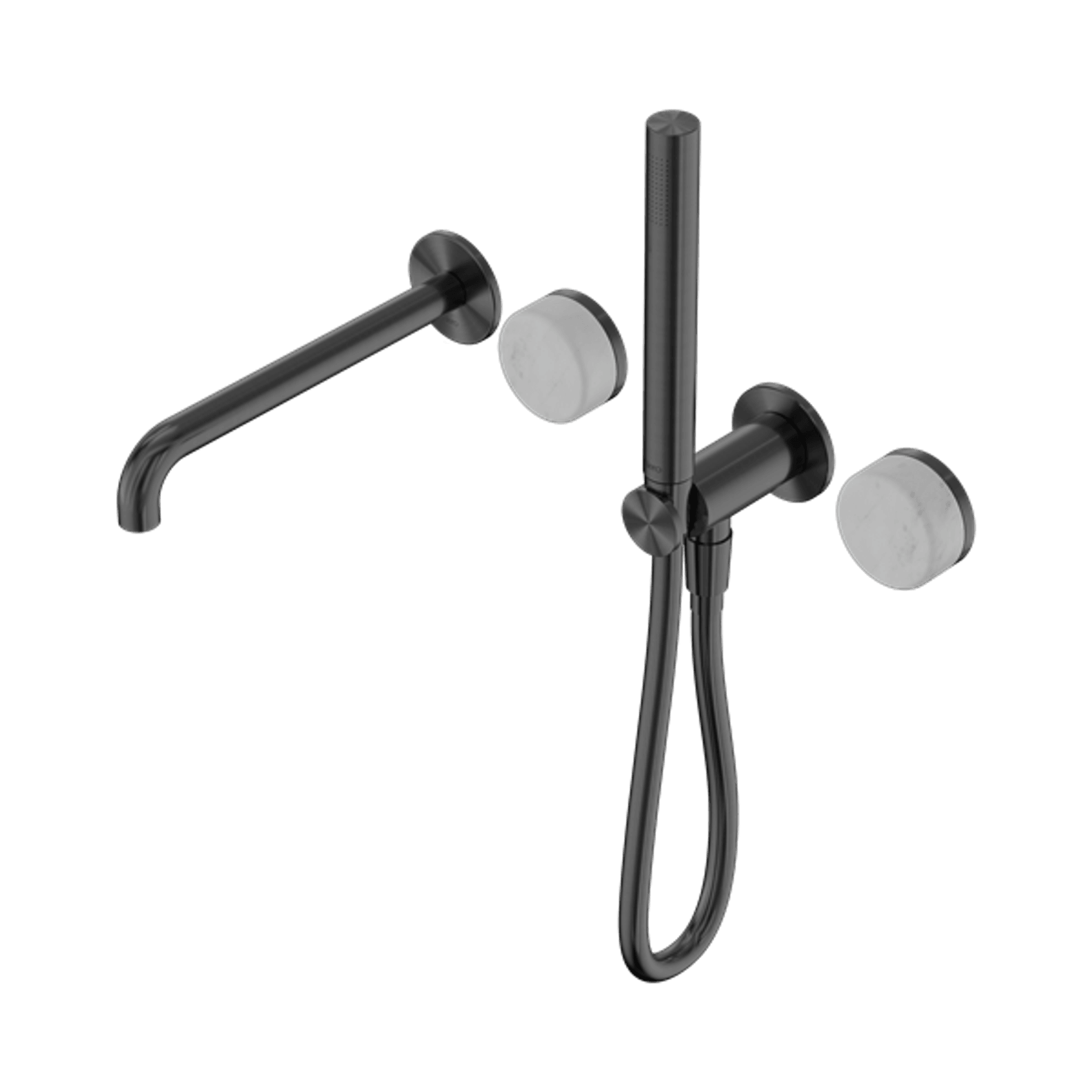 Serenity Shower System Spout Carrara Handle And Slim Shower Gun Metal gallery detail image