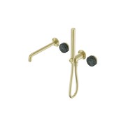 Serenity Shower System Spout Verde Alpi Handle And Slim Shower Brushed Gold gallery detail image