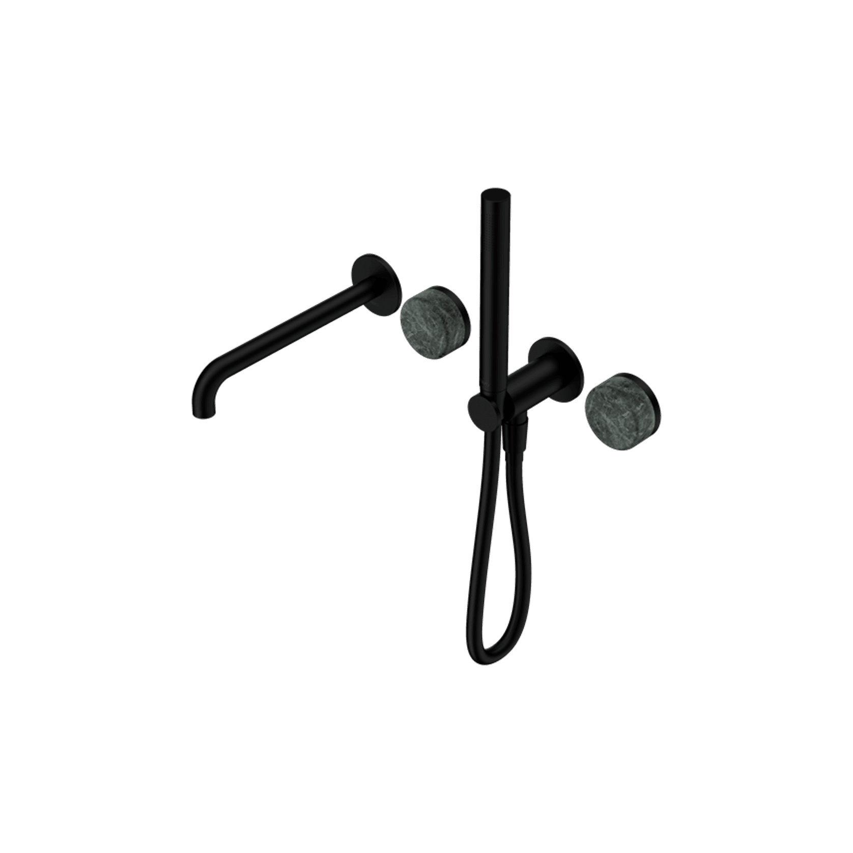 Serenity Shower System Spout Verde Alpi Handle And Slim Shower Matte Black gallery detail image