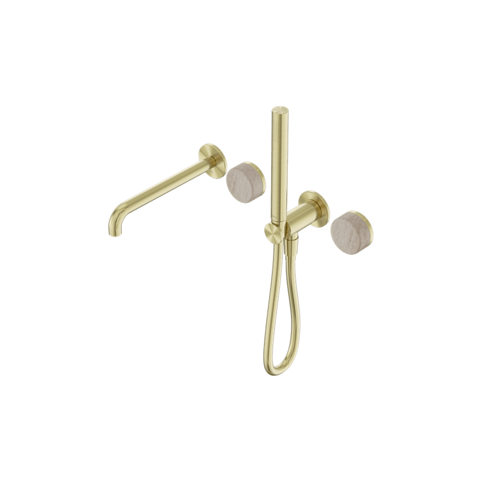 Serenity Shower System Spout Rome Travertine Handle And Slim Shower Brushed Gold gallery detail image