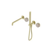 Serenity Shower System Spout Rome Travertine Handle And Slim Shower Brushed Gold gallery detail image