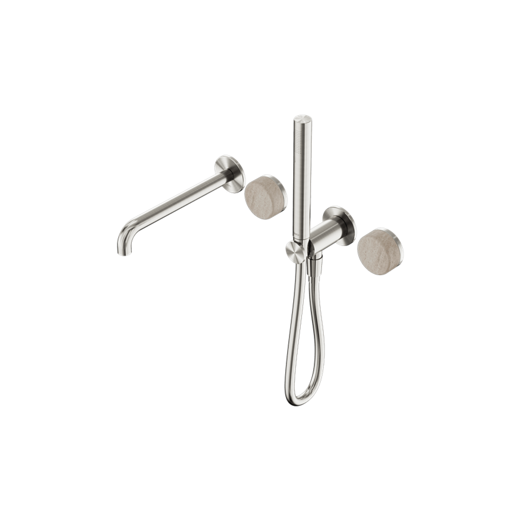 Serenity Shower System Spout Rome Travertine Handle And Slim Shower Brushed Nickel gallery detail image