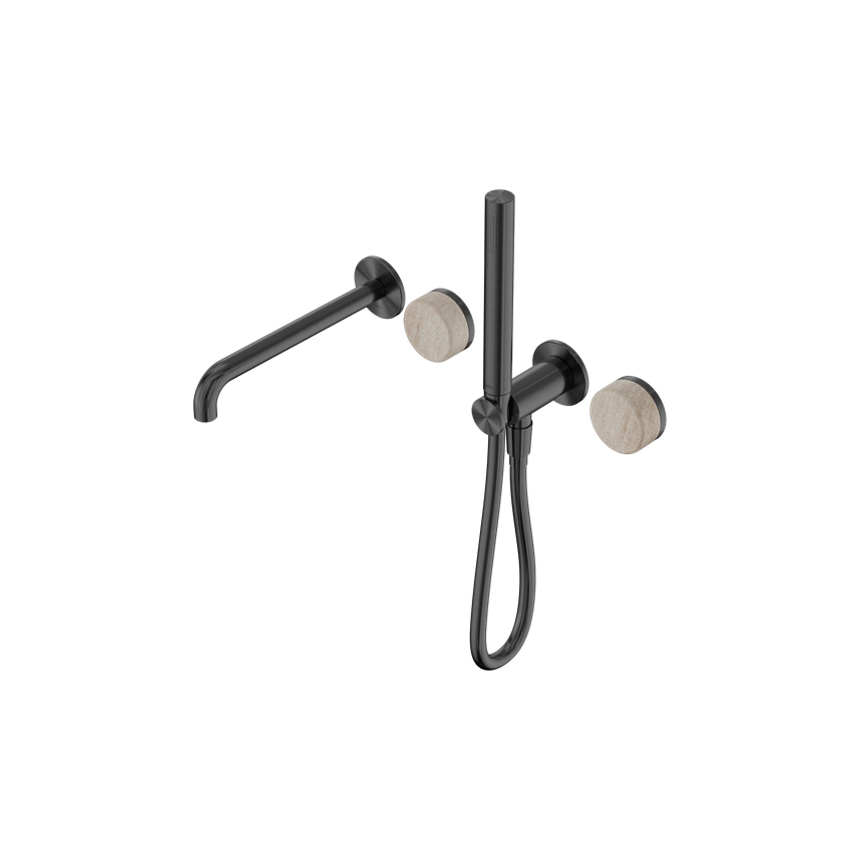 Serenity Shower System Spout Rome Travertine Handle And Slim Shower Gun Metal gallery detail image