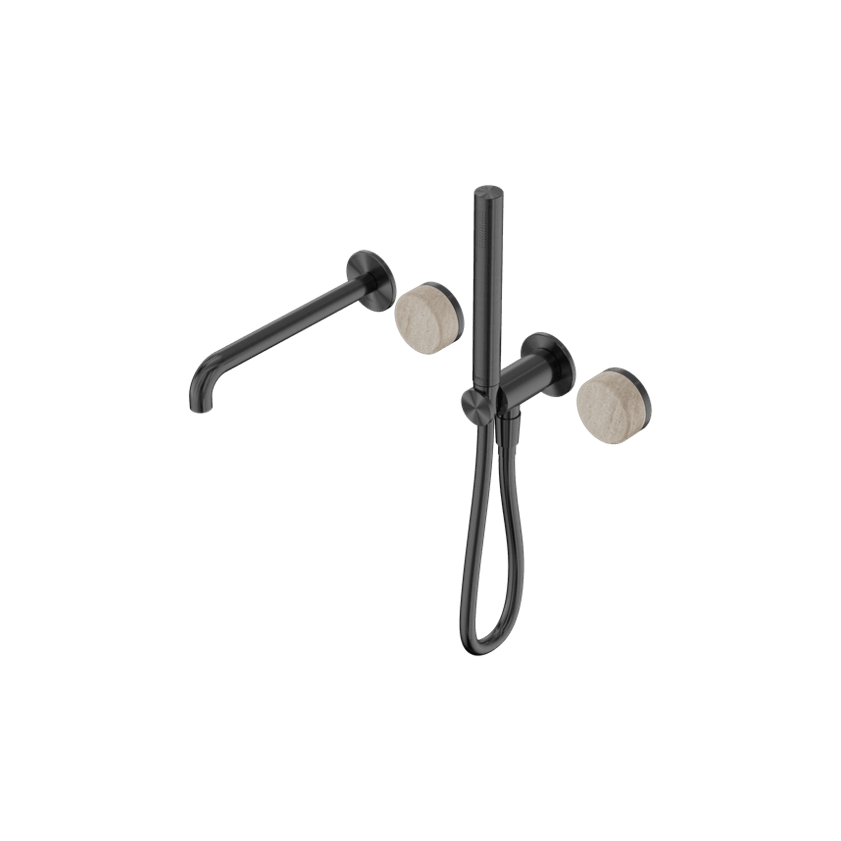 Serenity Shower System Spout Rome Travertine Handle And Slim Shower Gun Metal gallery detail image