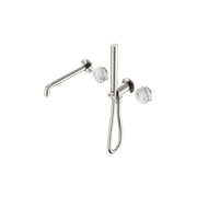 Serenity Shower System Spout Arabescato Corchia Handle And Slim Shower Brushed Nickel gallery detail image