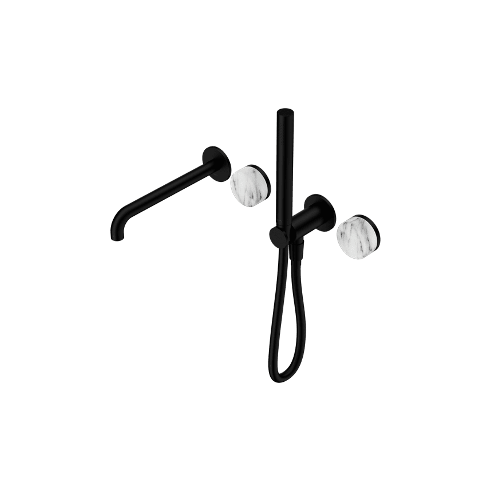 Serenity Shower System Spout Arabescato Corchia Handle And Slim Shower Matte Black gallery detail image