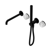 Serenity Shower System Spout Arabescato Corchia Handle And Slim Shower Matte Black gallery detail image