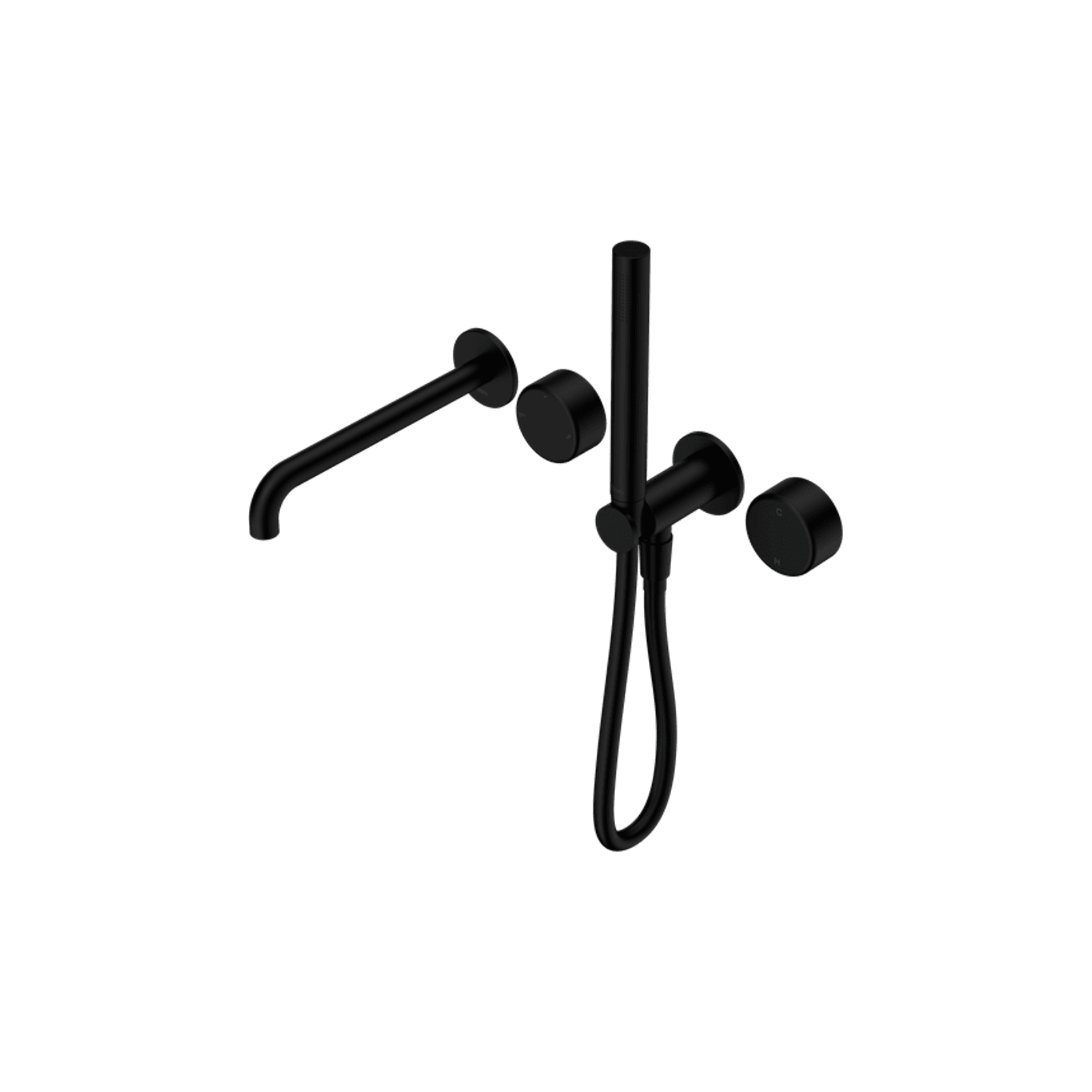 Serenity Shower System Spout Metal Handle And Slim Shower Matte Black gallery detail image