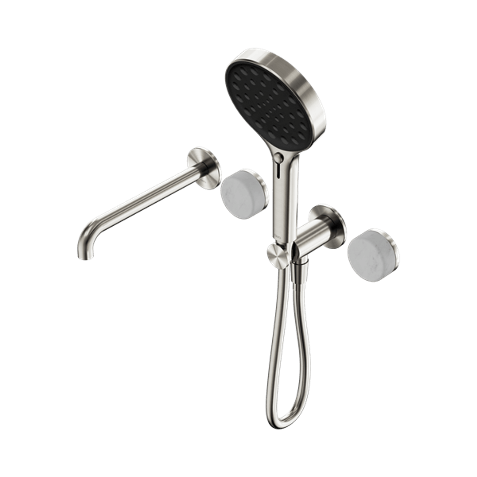 Serenity Shower System Spout Carrara Handle And Serenity Hand Shower Brushed Nickel gallery detail image