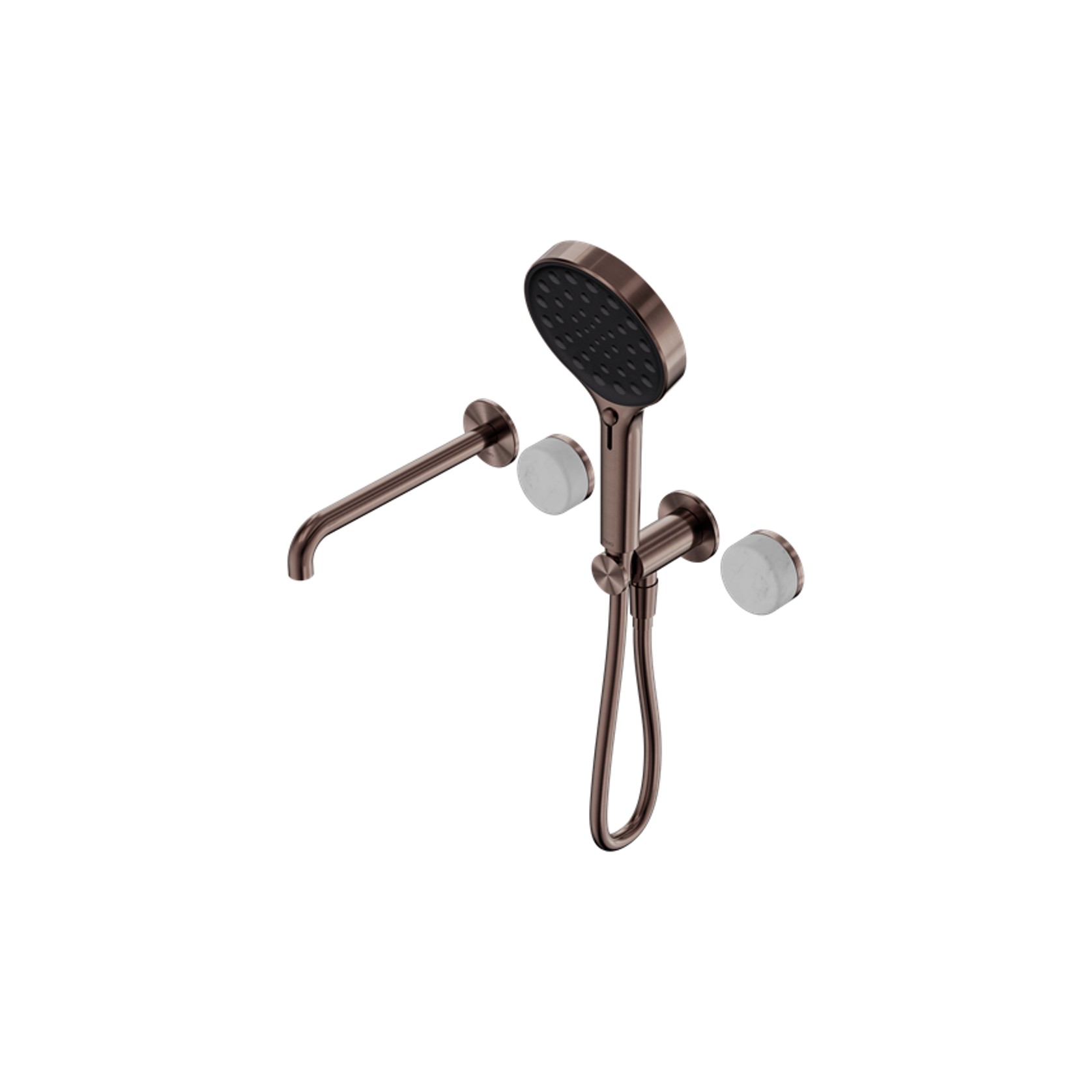 Serenity Shower System Spout Carrara Handle And Serenity Hand Shower Brushed Bronze gallery detail image