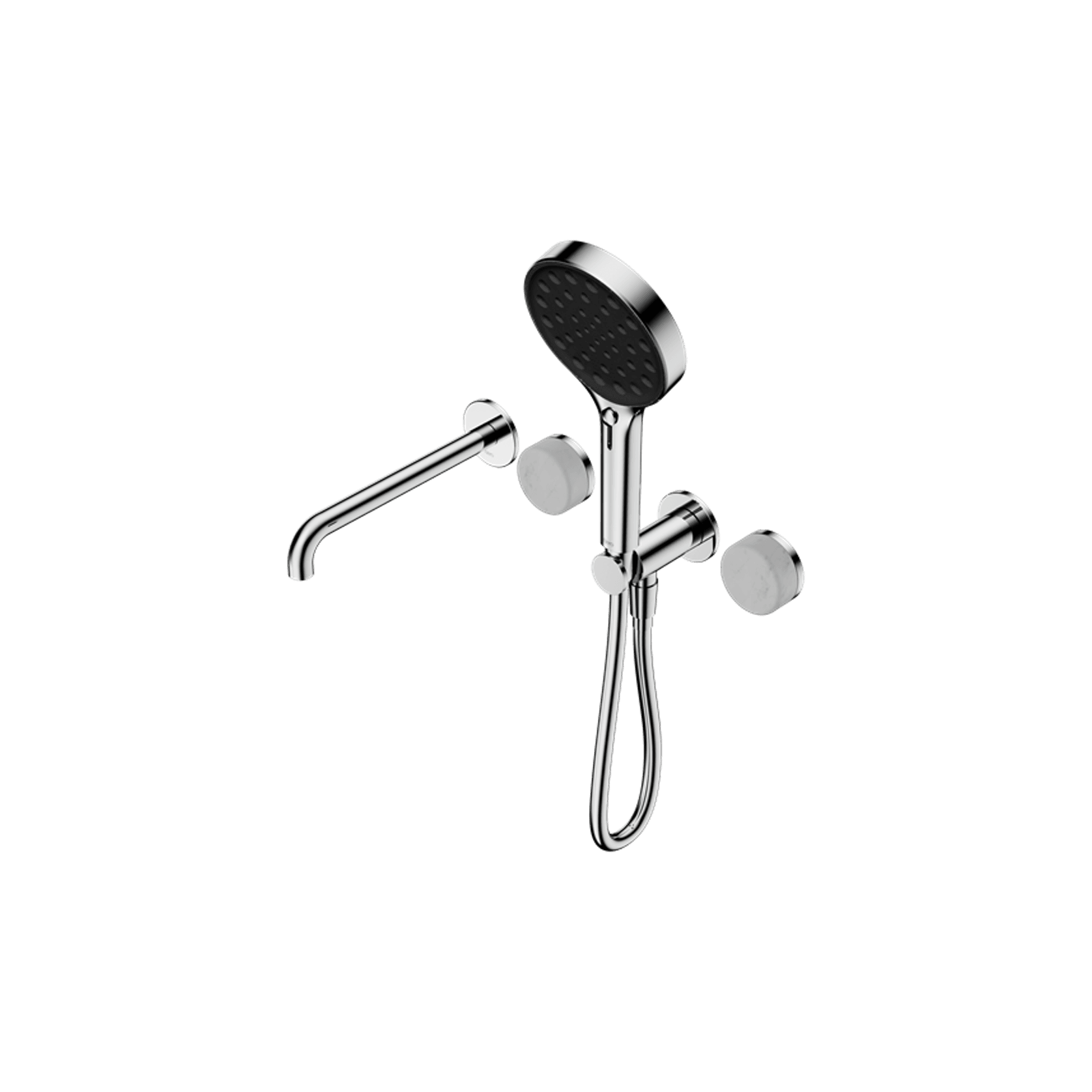 Serenity Shower System Spout Carrara Handle And Serenity Hand Shower Chrome gallery detail image