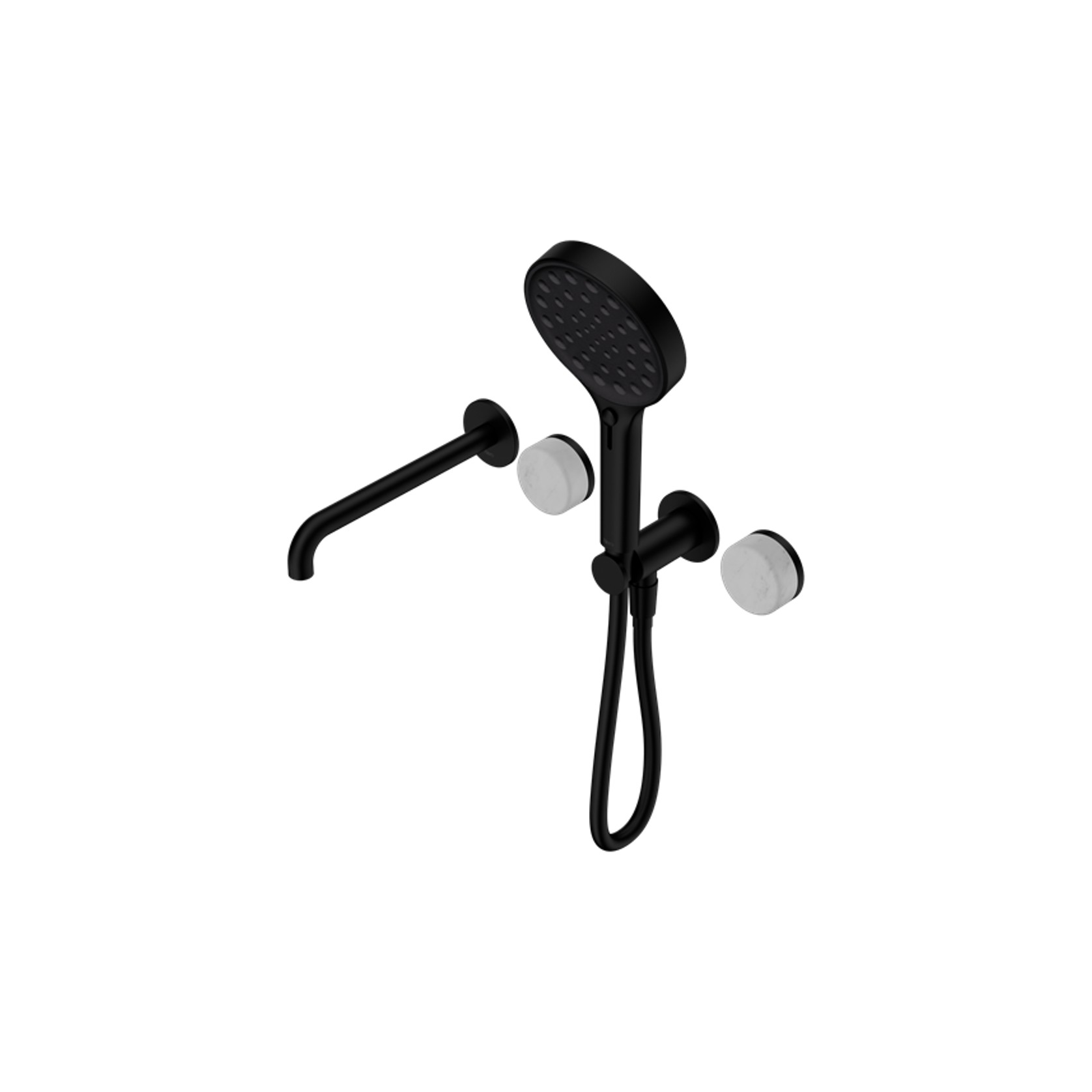 Serenity Shower System Spout Carrara Handle And Serenity Hand Shower Matte Black gallery detail image