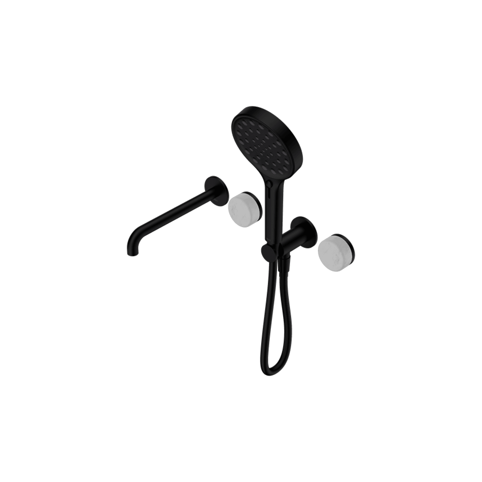 Serenity Shower System Spout Carrara Handle And Serenity Hand Shower Matte Black gallery detail image
