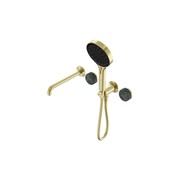 Serenity Shower System Spout Verde Alpi Handle And Serenity Hand Shower Brushed Gold gallery detail image
