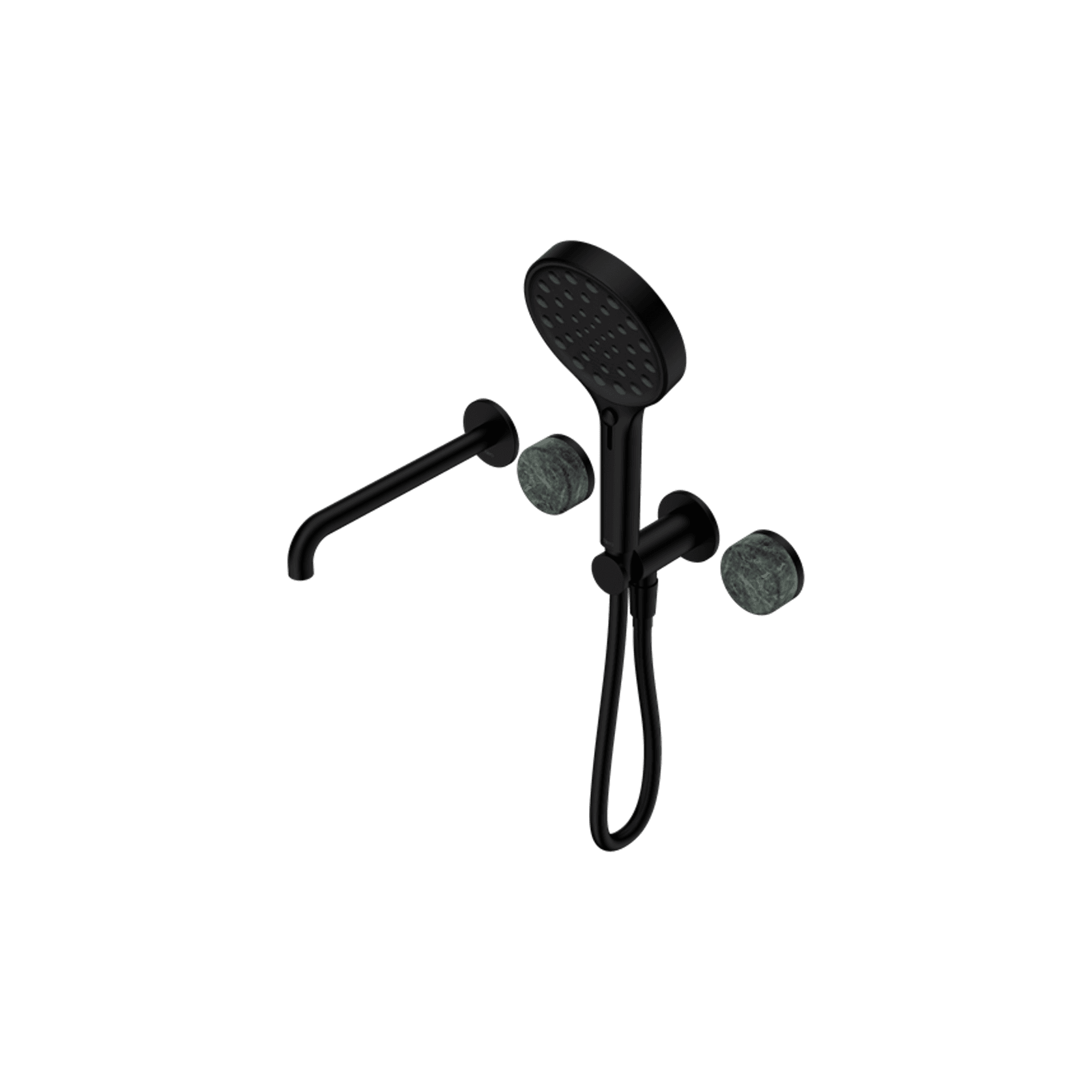Serenity Shower System Spout Verde Alpi Handle And Serenity Hand Shower Matte Black gallery detail image