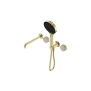 Serenity Shower System Spout Rome Travertine Handle And Serenity Hand Shower Brushed Gold gallery detail image