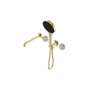 Serenity Shower System Spout Rome Travertine Handle And Serenity Hand Shower Brushed Gold gallery detail image