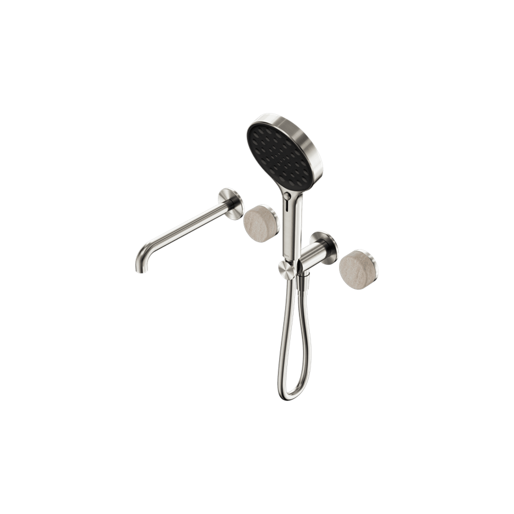 Serenity Shower System Spout Rome Travertine Handle And Serenity Hand Shower Brushed Nickel gallery detail image