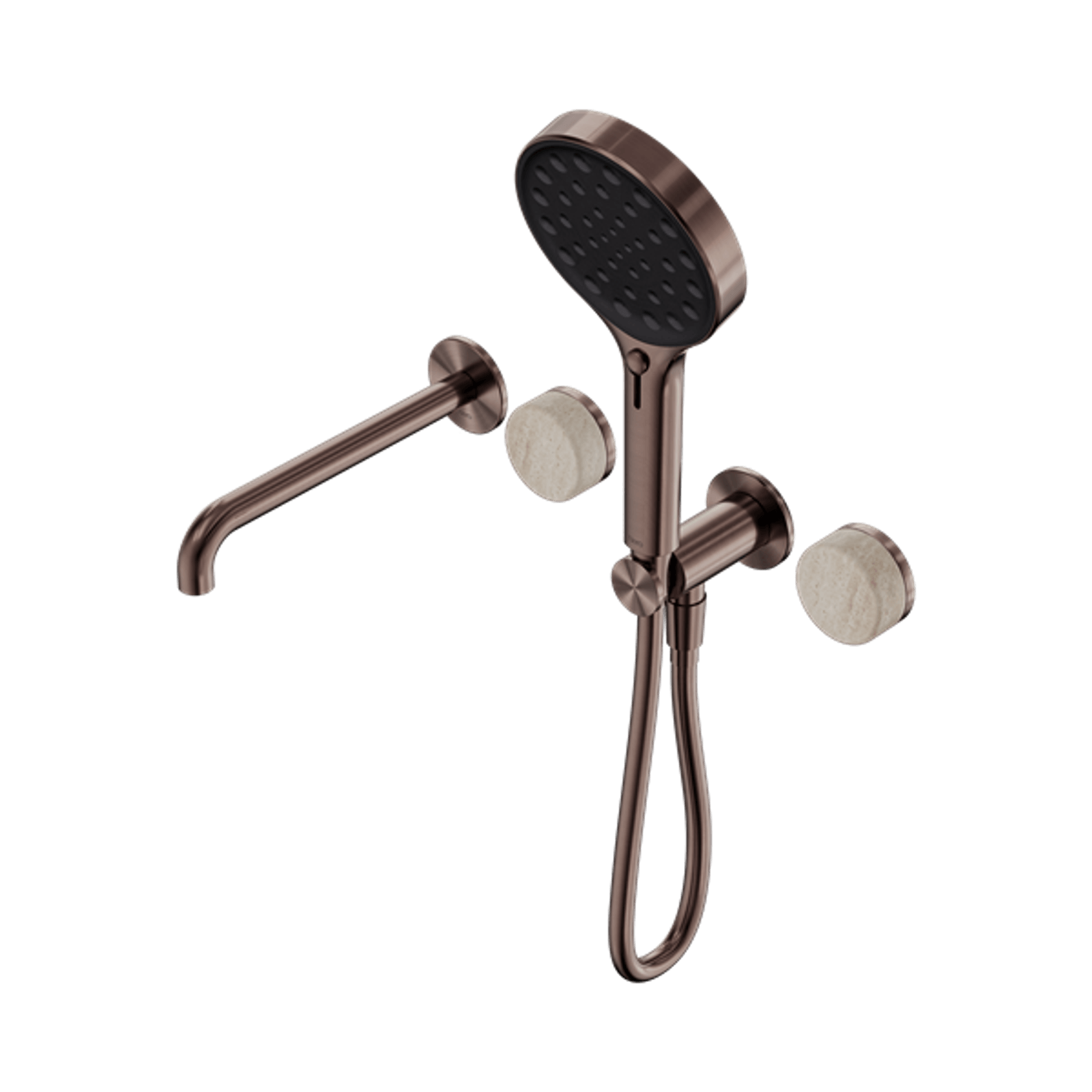 Serenity Shower System Spout Rome Travertine Handle And Serenity Hand Shower Brushed Bronze gallery detail image