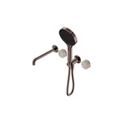 Serenity Shower System Spout Rome Travertine Handle And Serenity Hand Shower Brushed Bronze gallery detail image