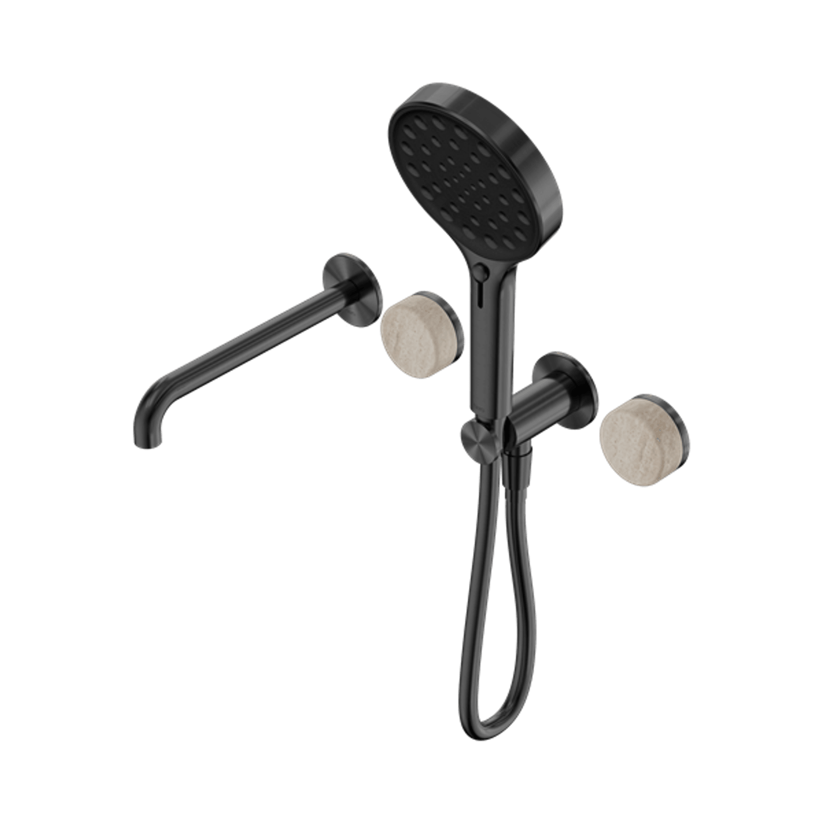 Serenity Shower System Spout Rome Travertine Handle And Serenity Hand Shower Gun Metal gallery detail image