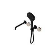 Serenity Shower System Spout Rome Travertine Handle And Serenity Hand Shower Matte Black gallery detail image