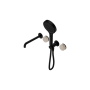 Serenity Shower System Spout Rome Travertine Handle And Serenity Hand Shower Matte Black gallery detail image