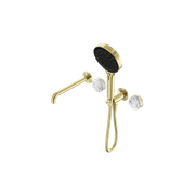 Serenity Shower System Spout Arabescato Corchia Handle And Serenity Hand Shower Brushed Gold gallery detail image