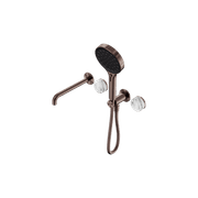 Serenity Shower System Spout Arabescato Corchia Handle And Serenity Hand Shower Brushed Bronze gallery detail image