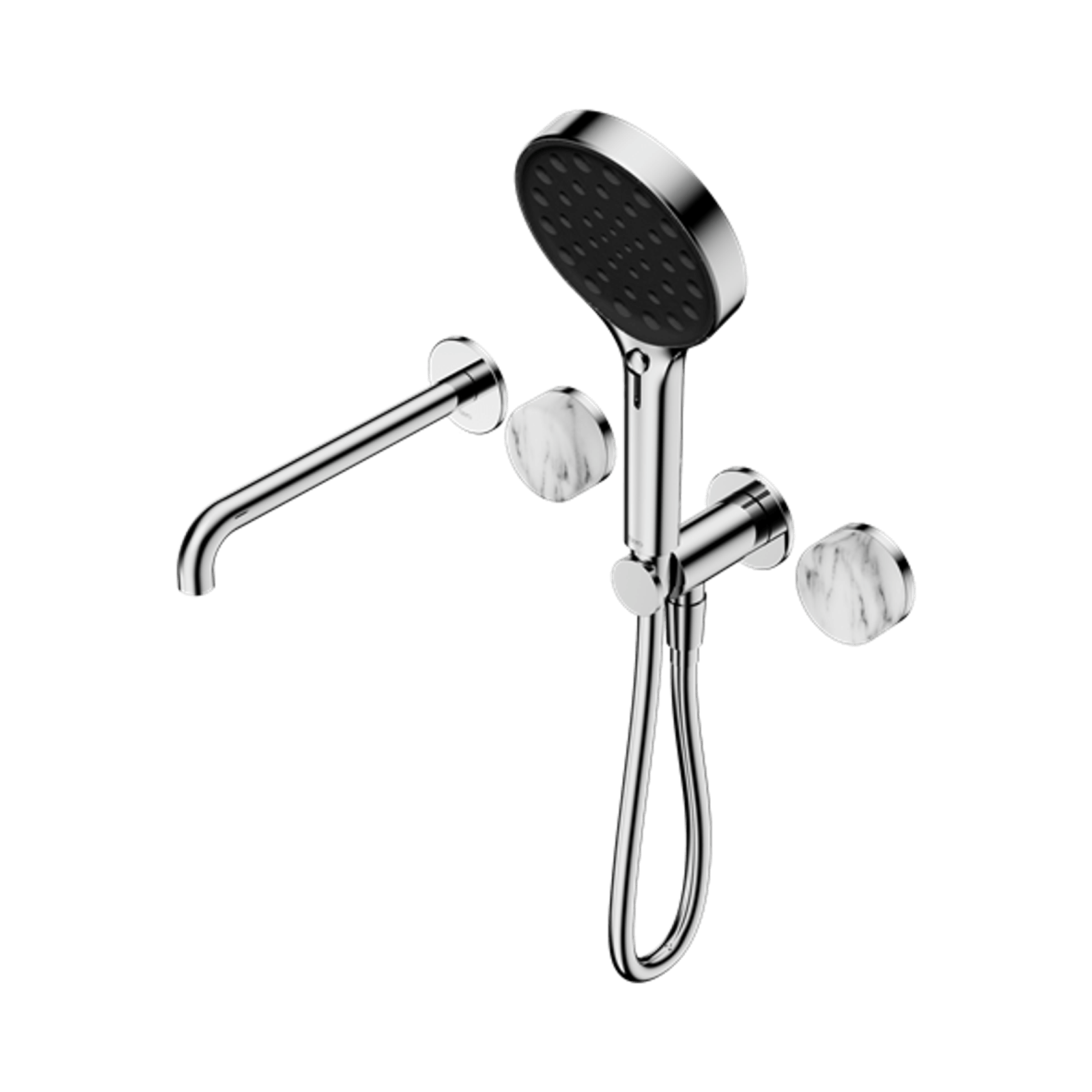 Serenity Shower System Spout Arabescato Corchia Handle And Serenity Hand Shower Chrome gallery detail image